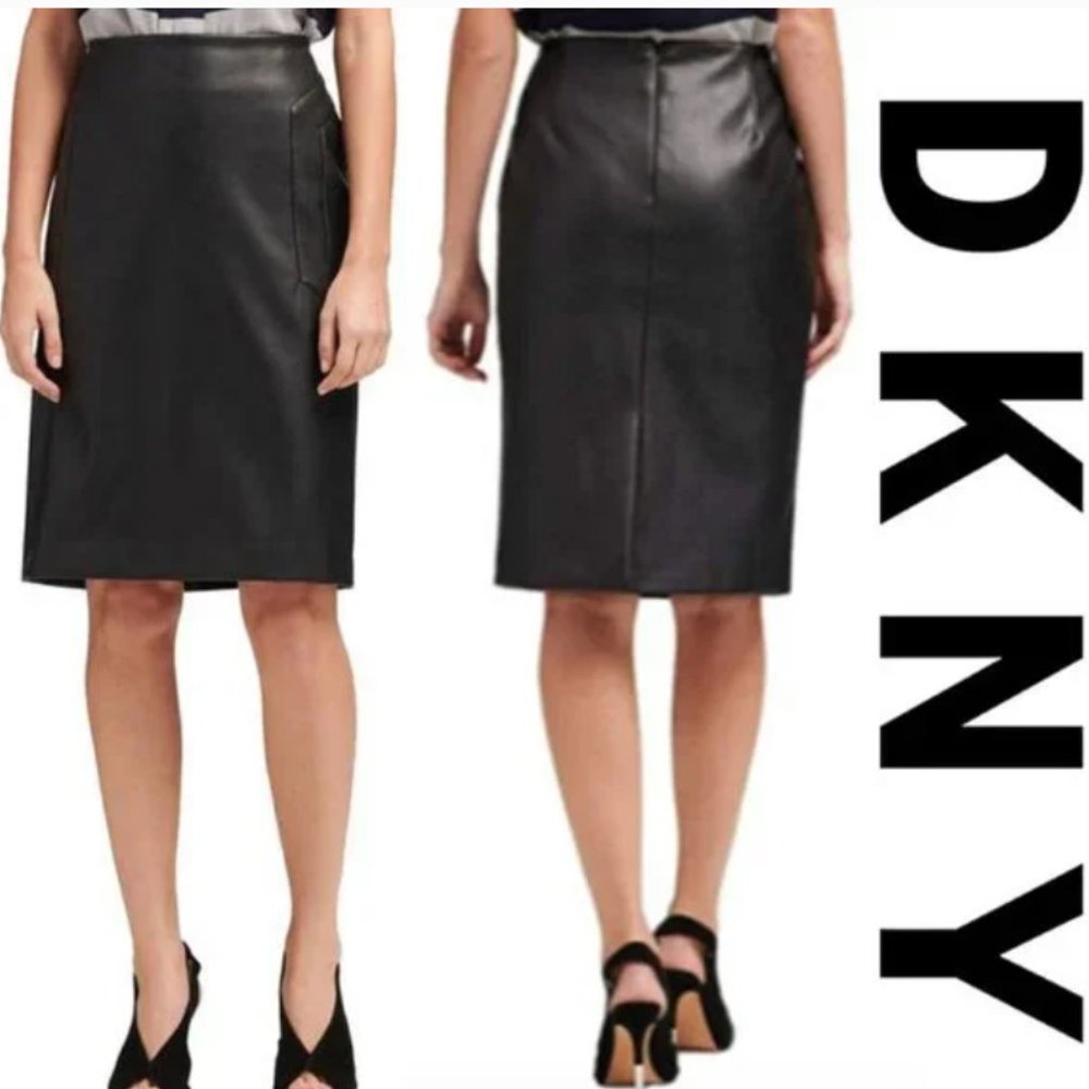 DKNY Faux Leather Skirt